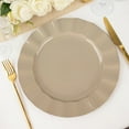 thumbnail image 1 of Balsa Circle 10 Taupe 11" Round Disposable Salad Dinner Plastic Plates Gold Wavy Trim Wedding Party Tableware, 1 of 7