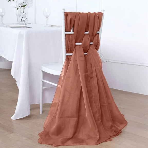 BalsaCircle 10 Terracotta Extra Premium Chiffon Chair Sashes Bows Ties Ceremony