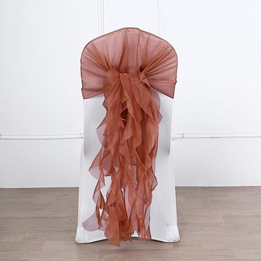 BalsaCircle 10 Terracotta Premium Solid Curly Chiffon Chair Sashes Slipcovers