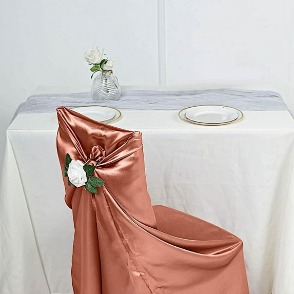 BalsaCircle 10 Terracotta Universal Solid Solid Satin Chair Covers Slipcovers