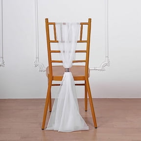 BalsaCircle 10 White Extra Premium Chiffon Chair Sashes Bows Ties Ceremony