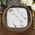 thumbnail image 1 of Balsa Circle 10 White Rose Gold Metallic Marble Square Disposable Salad Dinner Plastic Plates Party Events Tableware, 1 of 8