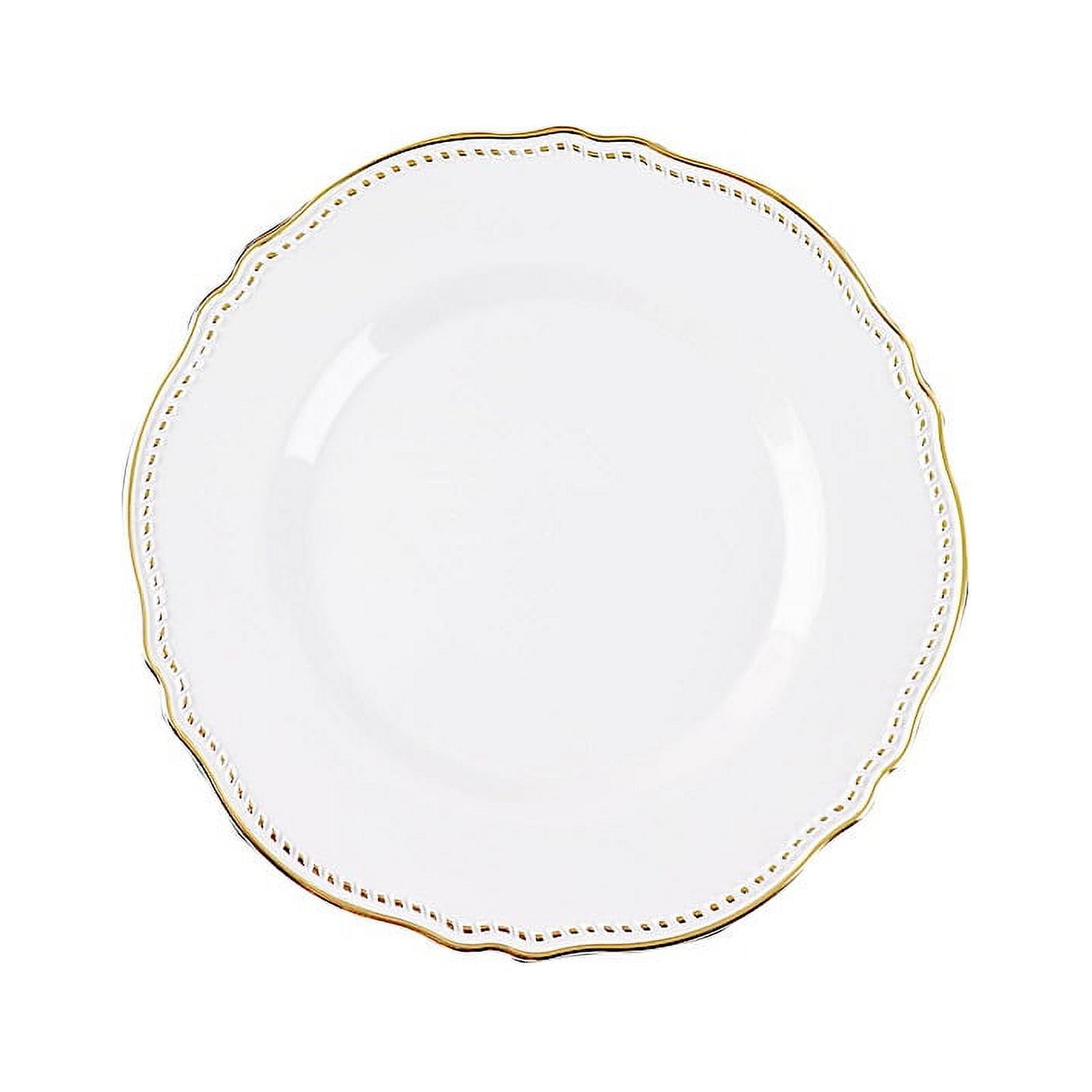 BalsaCircle 10 White Round 10" Disposable Plastic Dinner Plates Gold Scalloped Trim Party Events ...