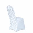 thumbnail image 1 of Balsa Circle 10 White Satin Raised Roses Spandex Stretchable Banquet Solid Chair Covers Slipcovers, 1 of 8