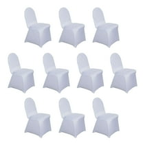 BalsaCircle 10 White Spandex Stretchable Banquet Solid Chair Covers Wedding Party Dining Decor