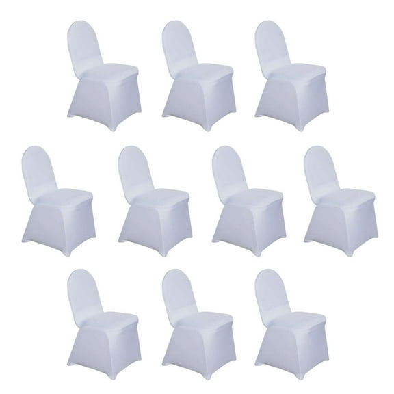 BalsaCircle 10 White Spandex Stretchable Banquet Solid Chair Covers Wedding Party Dining Decor