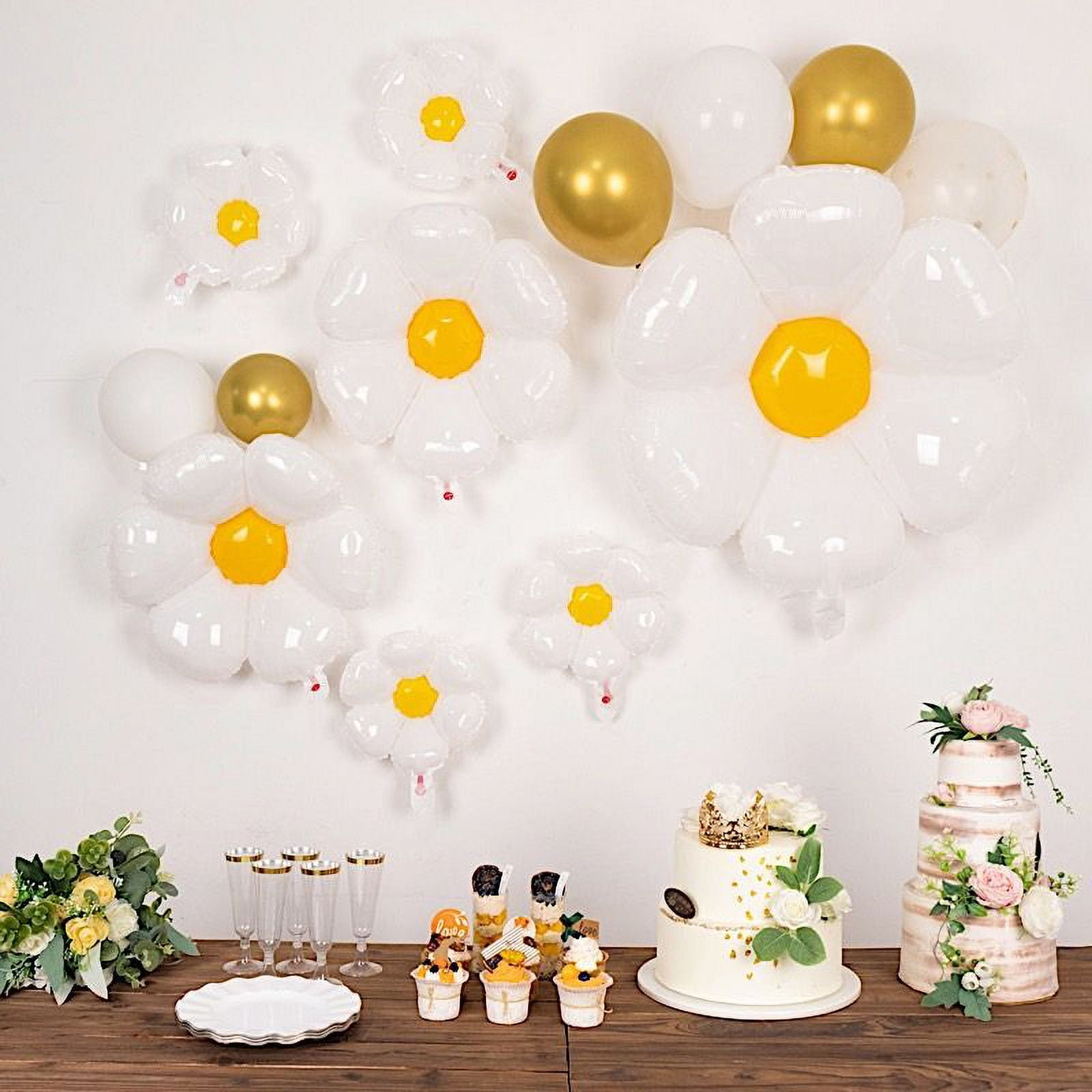 Supershape Daisy Foil Balloon - 75x71 Cm (29.5x28 In) Birthday Party Decoration, White & Yellow