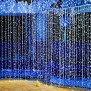 Balsa Circle 10 feet Blue LED Fairy Lights Backdrop Garland Birthday Party Backdrop Wedding Reception Events Decorations Supplies