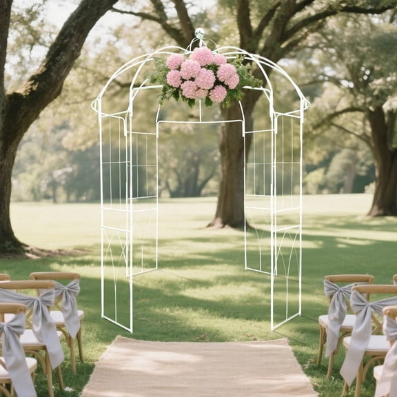 BalsaCircle 10 feet x 6.56 feet White 10 feet Metal Birdcage Wedding Arch Backdrop Stand Wedding Party Events Decorations Supplies