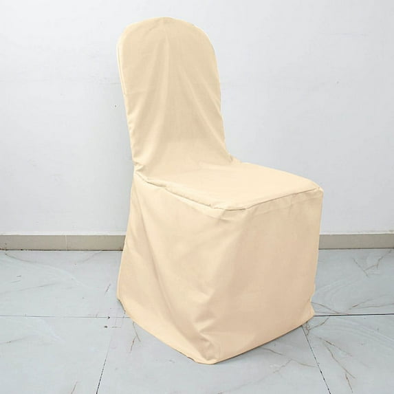 BalsaCircle 10 Beige Solid Polyester Banquet Chair Covers Slipcovers