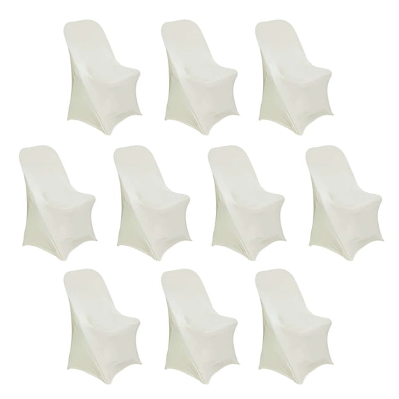 Balsa Circle 10 pcs Ivory Spandex Stretchable Folding Solid Chair Covers Party Wedding Banquet Decorations
