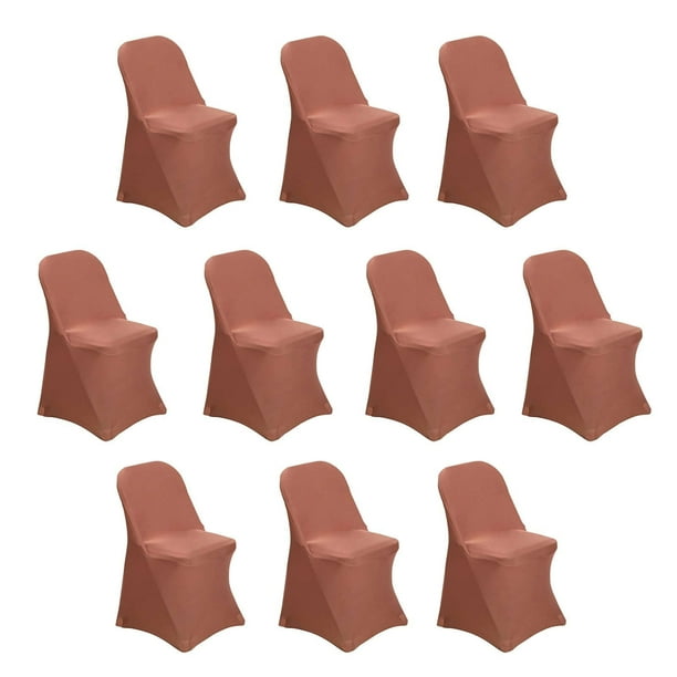 BalsaCircle 10 pcs Terracotta Spandex Stretchable Folding Solid Chair Covers Party Wedding Banquet Decorations