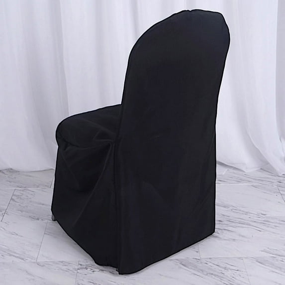 BalsaCircle 100 Black Solid Polyester Banquet Chair Covers Slipcovers Party Linens