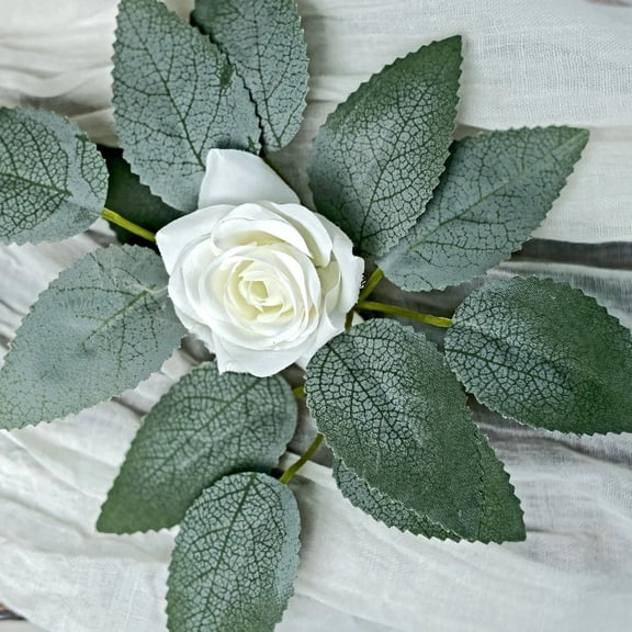 BalsaCircle 100 Frosted Green Faux Bulk Rose Leaves Artificial Greenery Party Events Decorations Supplies