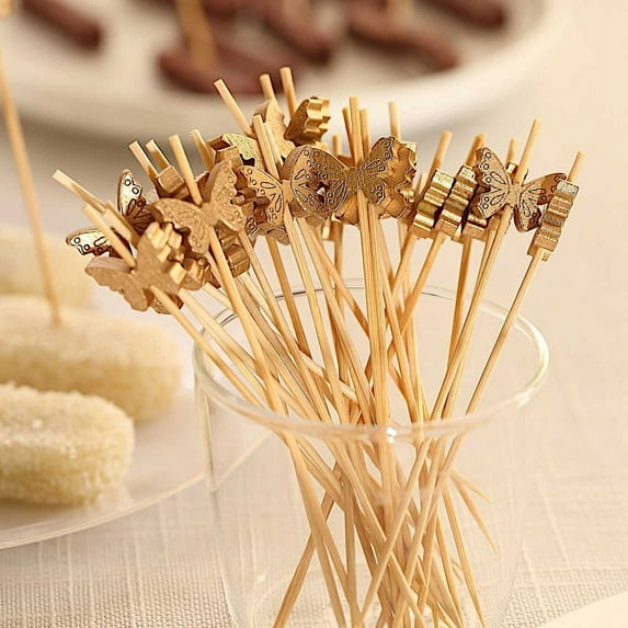 Balsa Circle 100 Natural Biodegradable Butterfly Cocktail Sticks Party Wedding Events Decorations