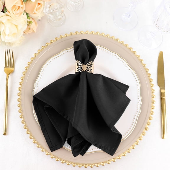 Balsa Circle 100 Pieces 17" Black Polyester Luncheon Napkins Wedding