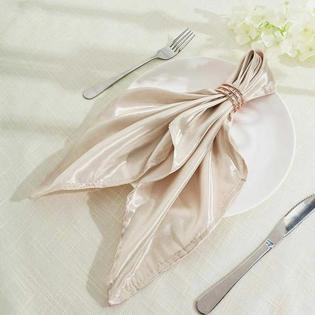 Balsa Circle 100 Pieces 20" Beige Satin Dinner Napkins Wedding Party