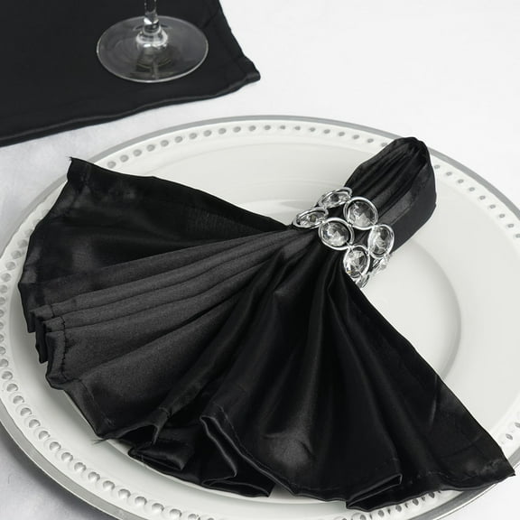 Balsa Circle 100 Pieces 20" Black Satin Dinner Napkins Wedding Party