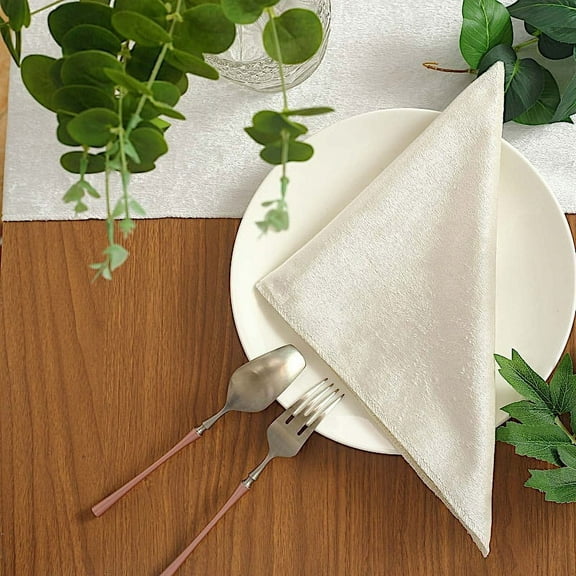 BalsaCircle 100 Pieces 20" x 20" Ivory Premium Velvet Napkins Home