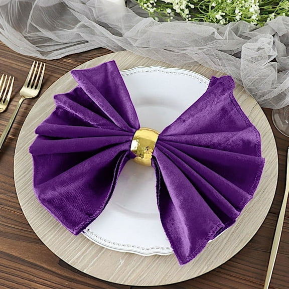 Balsa Circle 100 Pieces 20" x 20" Purple Premium Velvet Napkins Linens
