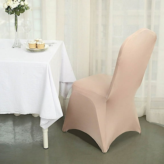 BalsaCircle 100 Rose Gold Spandex Stretchable Banquet Solid Chair Covers Slipcovers