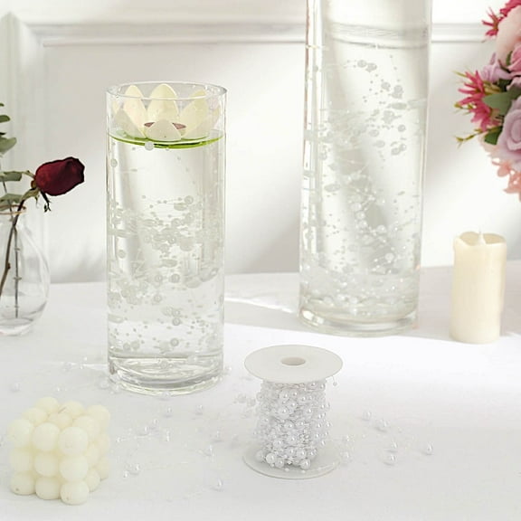 BalsaCircle 100 feet White Artificial Pearls String Beads Garland Roll Party Events Home Decorations Supplies