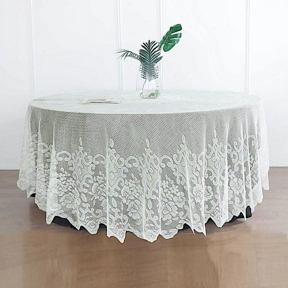 BalsaCircle 108" Ivory Premium Lace Round Tablecloth Table Linens Reception Dining