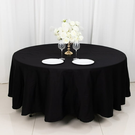 Balsa Circle 108" Round Cotton Tablecloths Wedding Linens Black