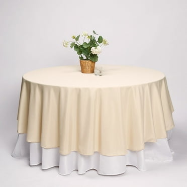 BalsaCircle 108" Round Polyester Tablecloth Wedding Table Linens Beige