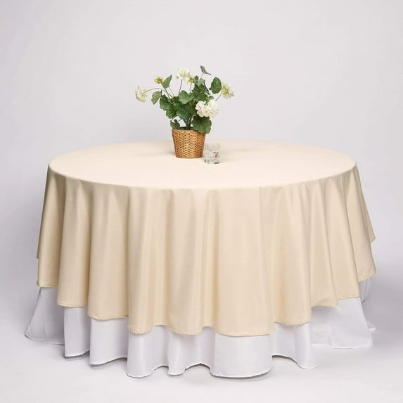BalsaCircle 108" Round Polyester Tablecloth Wedding Table Linens Beige