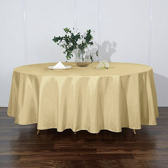 BalsaCircle 108" Round Polyester Tablecloth Wedding Table Linens Champagne