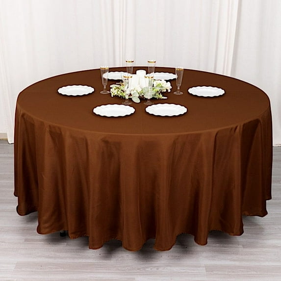BalsaCircle 108" Round Polyester Tablecloth Wedding Table Linens Cinnamon Brown