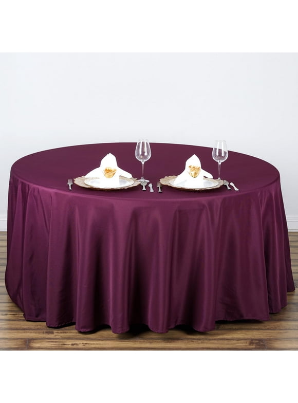BalsaCircle 108" Round Polyester Tablecloth Wedding Table Linens - Eggplant Purple