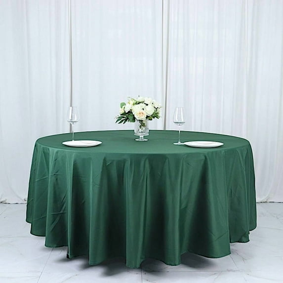 BalsaCircle 108" Round Polyester Tablecloth Wedding Table Linens Hunter Green