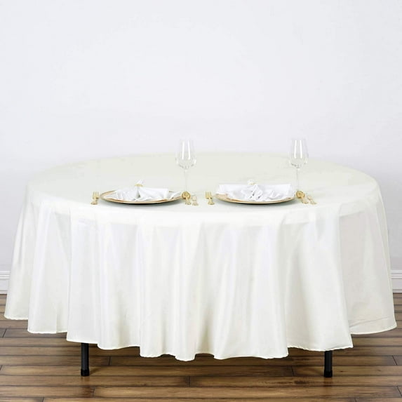BalsaCircle 108" Round Polyester Tablecloth Wedding Table Linens Ivory