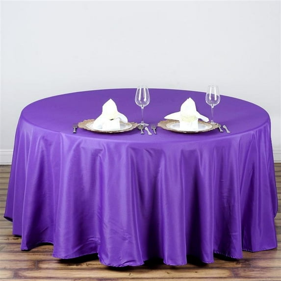 BalsaCircle Halloween 108" Purple Round Washable Decorative Polyester Solid Tablecloth