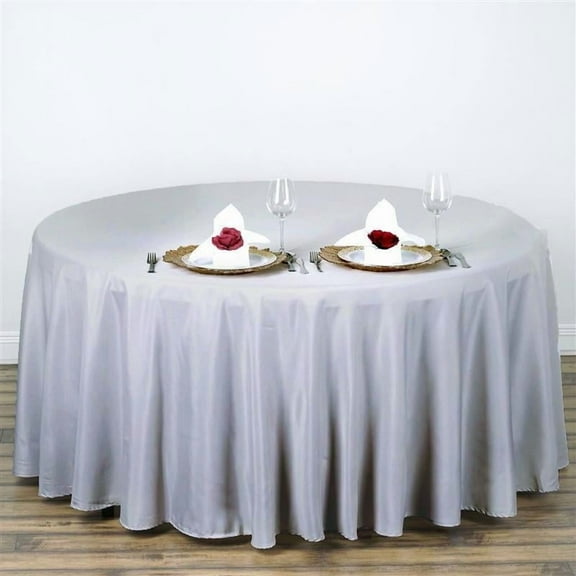 BalsaCircle 108" Round Polyester Tablecloth Wedding Table Linens Silver