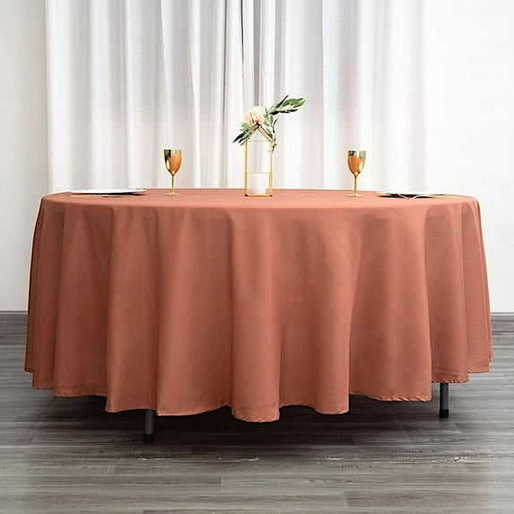 BalsaCircle 108" Round Polyester Tablecloth Wedding Table Linens Terracotta