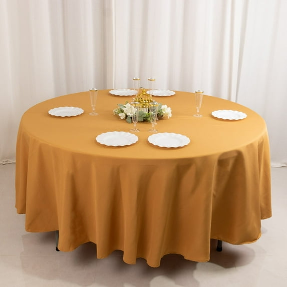BalsaCircle 108" Round Premium Polyester Tablecloth Wedding Table Linens Gold