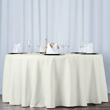 BalsaCircle 108" Round Premium Polyester Tablecloth Wedding Table Linens Ivory