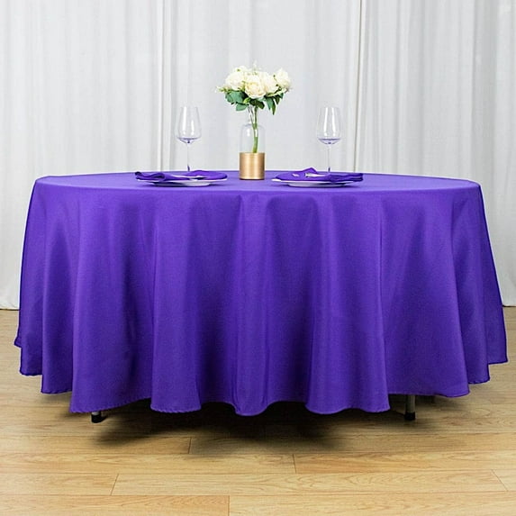 BalsaCircle 108" Round Premium Polyester Tablecloth Wedding Table Linens Purple
