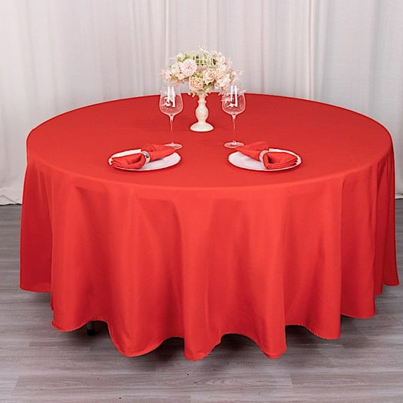 BalsaCircle 108" Round Premium Polyester Tablecloth Wedding Table Linens Red