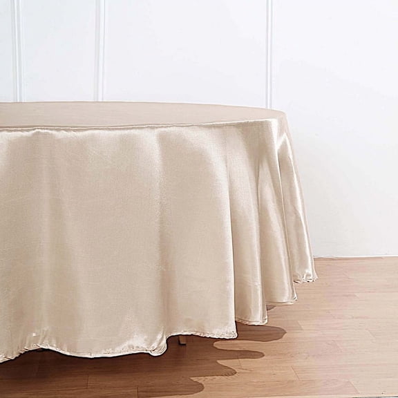 BalsaCircle 108" Round Satin Tablecloth Beige Round Table Linen