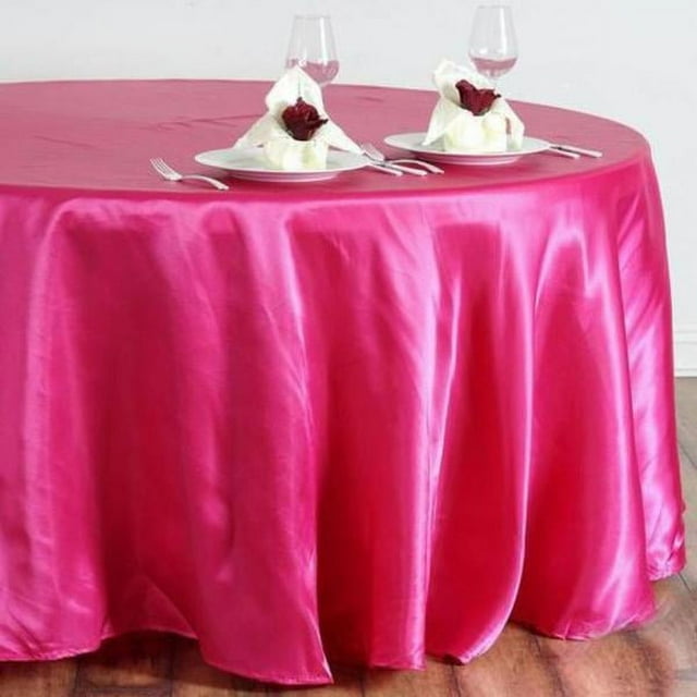 Elegant BalsaCircle 108" Round Satin Tablecloth, Fuchsia Linen for ...