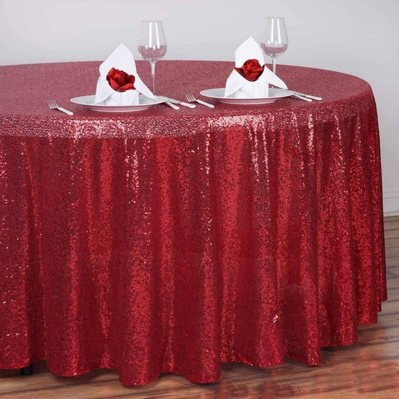 Balsa Circle 108" Sequin Round Tablecloth Red