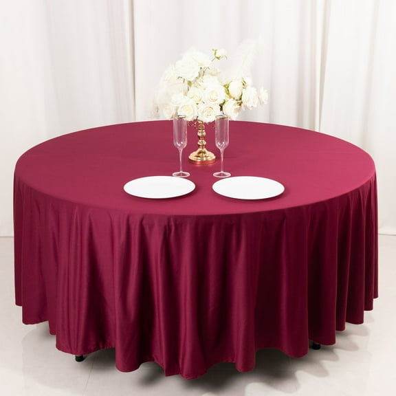 Balsa Circle 108 in Burgundy Premium Scuba Polyester Round Tablecloth Party Linens Events Reception Decorations Supplies