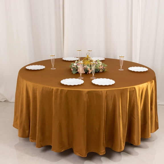 Balsa Circle 108 in Gold Premium Scuba Polyester Round Tablecloth Party Linens Events Reception Decorations Supplies