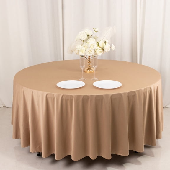 Balsa Circle 108 in Nude Premium Scuba Polyester Round Tablecloth Party Linens Events Reception Decorations Supplies