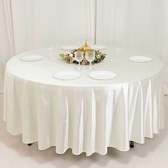 Balsa Circle 108 in Pearl White Premium Scuba Polyester Round Tablecloth Party Linens Events Reception Decorations Supplies