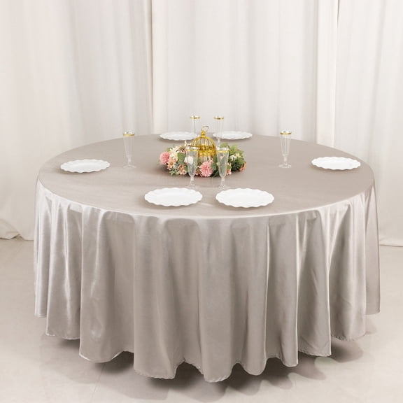 Balsa Circle 108 in Silver Premium Scuba Polyester Round Tablecloth Party Linens Events Reception Decorations Supplies
